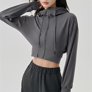 Clotth Women's Yoga Jacket - Short-Length Hooded Sweatshirt with Adjustable Drawstring, Long Sleeve for Fitness and Outdoor Sports - 1 of 4