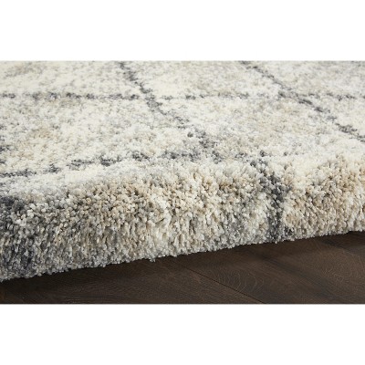 Scandinavian Diamond Shag Ivory/Grey Synthetic 4' x 6' Area Rug