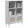 vidaXL Bookcase Bookshelf Storage Cabinet SENJA Rattan Look Solid Wood Pine - White - 3 of 4