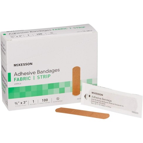 McKesson 16-4813 Adhesive Fabric Strip Bandages Sterile 3/4 in. X 3 in. (Box of 100) - image 1 of 4