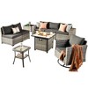 Marlton 9pc Wicker Outdoor Fire Pit Patio Furniture Set Conversation Sofa with a Swivel Chair and Cushions - 2 of 4