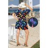 LA LEELA Women's Beachwear Summer Swim Beach Dress Cover Ups for Swimwear Women Loose Swing Swimsuit Coverups for Women Tops XL-XXL Colorful Palm - 4 of 4