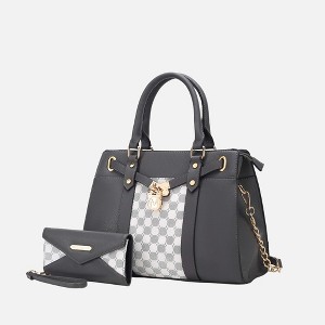 MKF Collection Christine Circular Print Vegan Leather Satchel Bag for Women with Matching Wallet by Mia K - 1 of 4