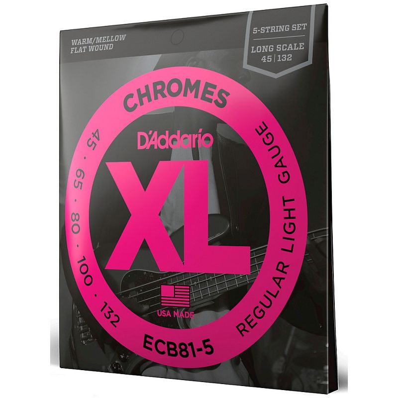 D'Addario ECB81-5 Chromes XL Flatwound Bass Strings - Light Gauge, 3 of 6
