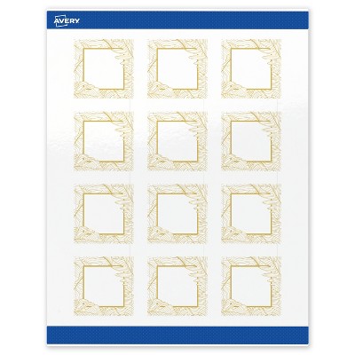 Avery Square Labels, Gold Florals, 2" x 2", 120 Total