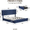 Queen Size Bed Frame with 4 Storage Drawers and Adjustable Headboard, Linen Upholstered Platform Bed Frame, Diamond Stitched Button Tufted, Blue - 2 of 4