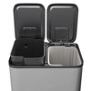 2 x 8 or 2 x 10.6 Gallon Stainless Steel Trash Cans w/Lids, Dual Compartment Step-On Bins for Kitchen - 3 of 4