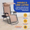 SereneLife Zero Gravity Lounge Chair, Adjustable Steel Mesh Recliners, with Canopy, Removable Pillows and Cup Holder Side Tables, Set of 2, Cream - 2 of 4