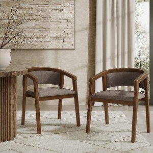 Christopher Knight Home Emilia Mid Century Modern Boucle Upholstered Dining Chairs with U-Shaped Armrests (Set of 2) - 1 of 4