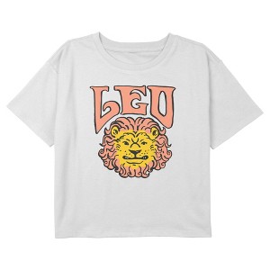 Girl's Lost Gods Zodiac Leo Art Symbol Crop Top T-Shirt - 1 of 3