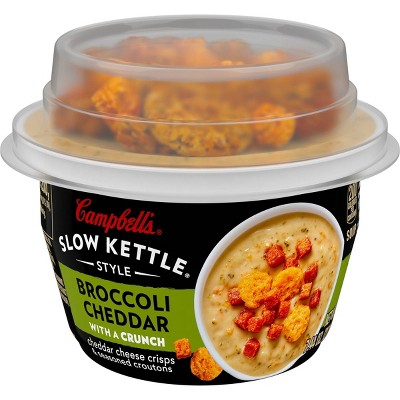 Campbell's Slow Kettle Style Broccoli Cheddar Soup with Croutons Microwavable Cup - 7.44oz