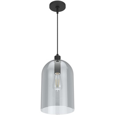 Lochemeade Smoked Glass Farmhouse Pendant Light in Natural Black Iron