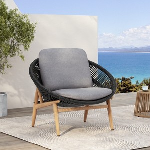 Christopher Knight Home Cecil Bohemian Outdoor Papasan Style Wicker Lounge Chair with Cushions - 1 of 4