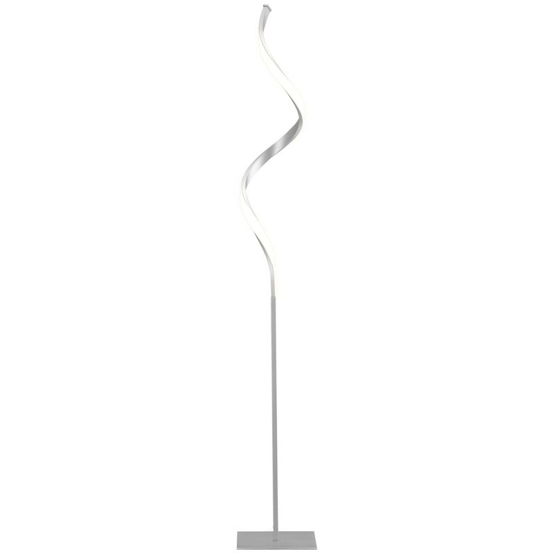 HOMCOM Modern Spiral Floor Lamp, LED Standing Lamp Warm White with Square Base and Foot Switch for Living Room, Bedroom, Silver, 5 of 8