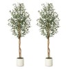 COZONY Artificial Olive Tree with 2 Wood Trunks & Planter, Tall Faux Olive Tree for Indoor & Outdoor - 2 of 4