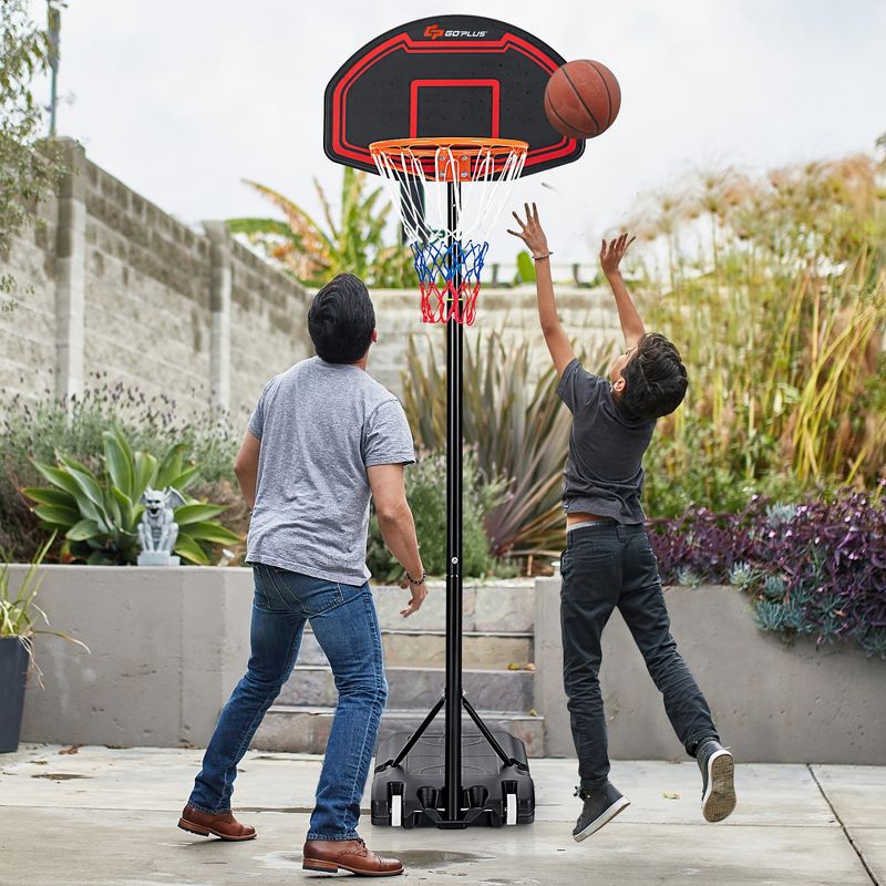 Costway Adjustable Kids Basketball Hoop Stand W/Durable Net Shatterproof Backboard Wheel, 2 of 11