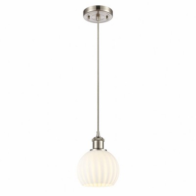White Venetian - 1 Light Cord Hung Mini Pendant In Modern Style-8 Inches Tall and 6 Inches Wide