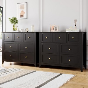 coucheta 7 Drawers Dresser for Bedroom, Set of 2 Farmhouse Wood Chest of Drawers for Clothes, Storage Dressers Organizer with Handles & Deep Drawers - 1 of 4