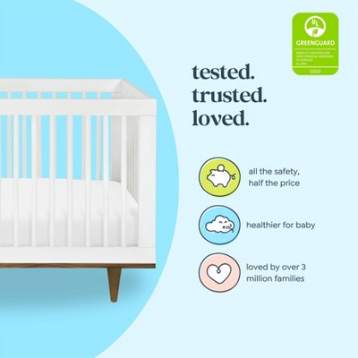 White and Walnut Mid-Century Modern Convertible Crib