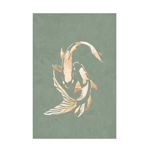 Canvas Wall Art - Sarah Manovski  'Sage Green Gold Koi Fish 1' Wall Art for Living Room, Bedroom, or Office Décor by Trademark Fine Art - 1 of 4
