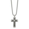 Chisel Stainless Steel with Black Carbon Fiber Inlay Cross Pendant on a 22" Box Chain Necklace - 3 of 4