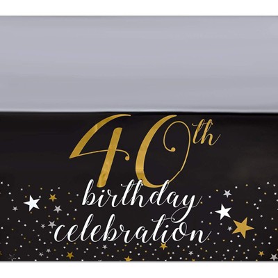 Sparkle and Bash 3 Pack Black Plastic Tablecloth for Party, 40th Birthday Celebration (54 x 108 in)