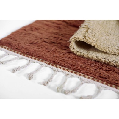 Handwoven Geometric Wool Rug with Tassel Fringe, 5' x 8'