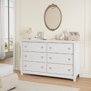 Jojoka 6/7-Drawer Dresser with Curved Legs and Rattan Accents, Freestanding Storage Cabinet for Bedroom, Living Room, Entryway, or Balcony - 1 of 4