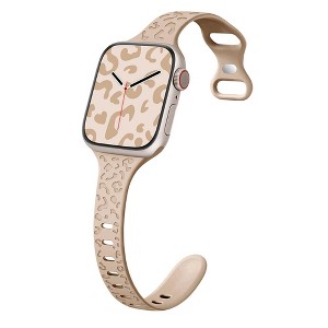 HTUTWOO Small Waist Leopard Silicone Apple Watch Strap, Sport Band 38/40/41/42/44/45/49mm for iWatch Series 11 10 9 8 7 6 5 4 3 2 1 SE Ultra - 1 of 4