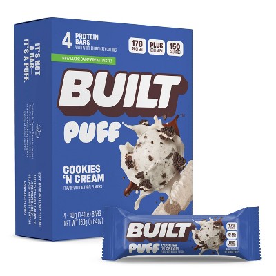 Built Bar Cookies 'N Cream Puff Protein Bars - 17g Protein - 4ct