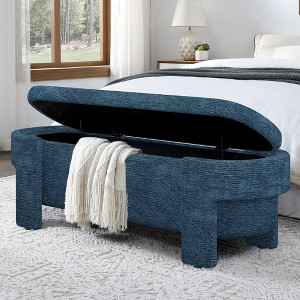 NicBex Modern Chenille Pull-Open Top Ottoman Bench,Upholstered Oval Storage Ottoman for Living Room,Bedroom - 1 of 4