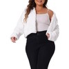 Agnes Orinda Women's Plus Size Fashionable Fluffy Open Front Cropped Faux Fur Winter Jacket - 2 of 4
