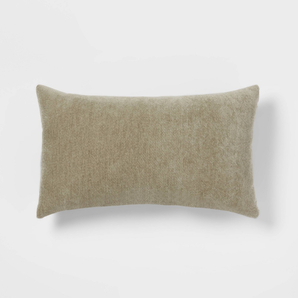 Chenille Lumbar Throw Pillow Sage - Threshold™: Soft Polyester, Indoor Rectangle Cushion