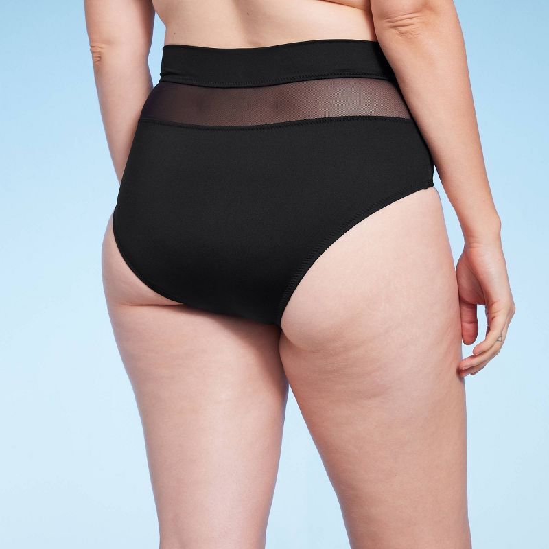 Women's Mesh High Waist Bikini Bottom - Shade & Shore™ Black, 6 of 7
