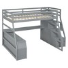 XIYUYEU Twin Size Loft Bed with Desk Wooden Bed Frame with 2 Shelves, 7 Drawers, Stairs - 3 of 4