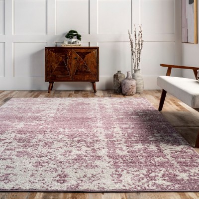 Deedra Pink and Ivory Abstract Runner Rug