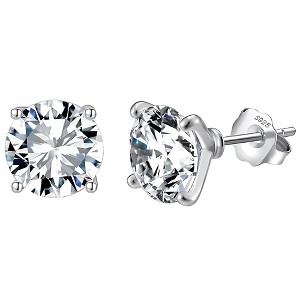 Solitaire Stud Earrings for Women 8 Ctw Sterling Silver Studs for her Ginger Lyne Collection - 1 of 4