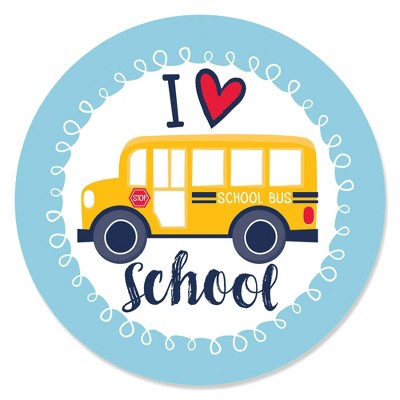 Big Dot of Happiness Back to School - First Day of School Classroom Decorations Circle Sticker Labels - 24 Count