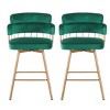 Modern Upholstered Swivel Bar Stools Set of 2, Counter Height Bar Stools with Metal Legs for Kitchen Island or Home Bar – The Pop Home - 3 of 4