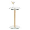 iDesign Round Pedestal Drink Table for Small Spaces - Clear/Soft Brass - 2 of 4