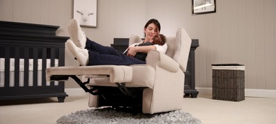 Gray Polyester Swivel Recliner with 360-Degree Motion