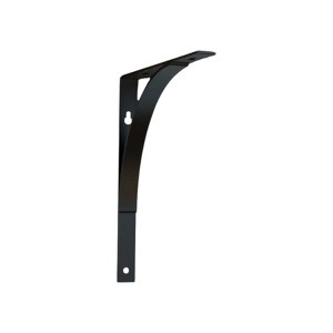 HomeRoots 8" Set Of Two Black Curved Metal Wall Mounted Shelf Brackets - 1 of 4