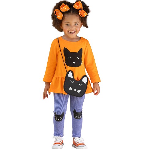 Girls Halloween Print Tunic, Vest And Legging Set - Mia Belle Girls