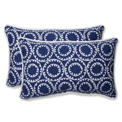 Pillow Perfect Ring a Bell Outdoor 2-Piece Lumbar Throw Pillow Set - Blue