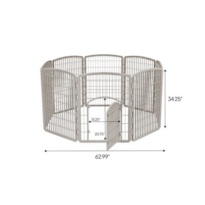 Silver 34"H Plastic 8-Panel Pet Playpen with Door