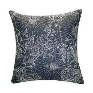 Embroidered Fine Line Floral with Welt Indoor/Outdoor Throw Pillow - Edie@Home - 1 of 4