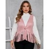 Whizmax Women's Plus Size Fringe Vest Faux Suede Rivets Sleeveless Tassel Jacket - 2 of 4