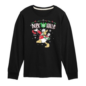 Boys' - Disney - Duck The Halls Donald Duck Christmas Long Sleeve Graphic T-Shirt - 1 of 4