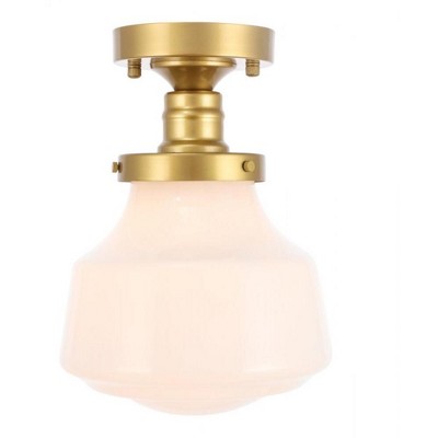 Elegant Lighting Lyle 1 light Brass and frosted white glass Flush mount
