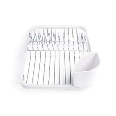 White Metal In-Sink Dish Rack with Utensil Cup